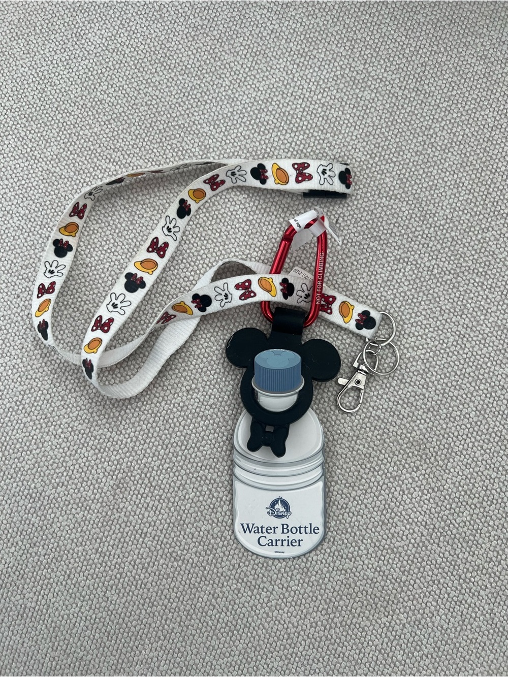 Disney Lanyard Water Bottle Carrier with Black Mickey Holder